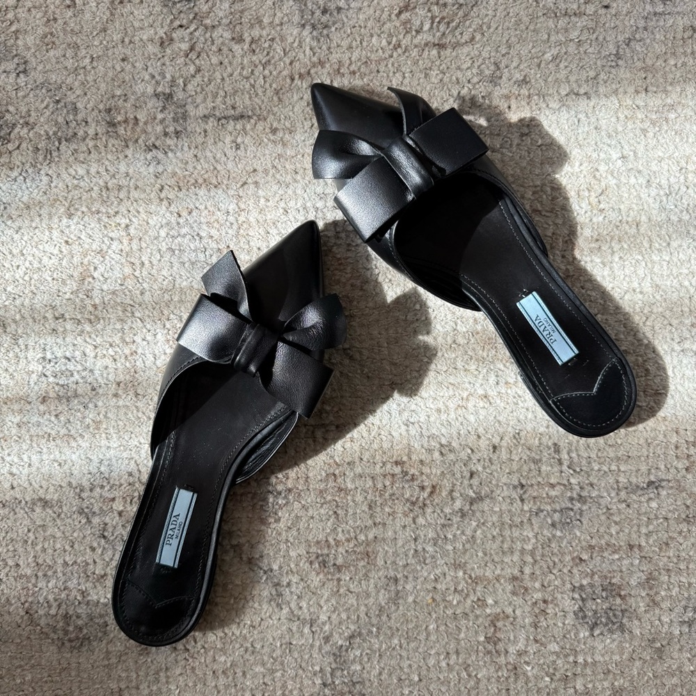 Prada Black Bow Mules